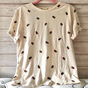 Cream Altar’d State Short Sleeve Top with Roses